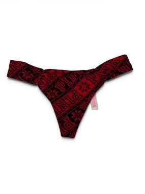 PINK Victoria’s Secret Red Black Patterned Panties | XS | NWT